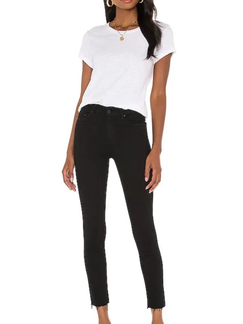 Mother The Looker Ankle Fray in Not Guilty Size 27 Black Denim